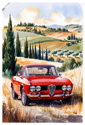 Produktbild von ARTland Poster Roter Alfa Romeo in der Sonne der Toscan Größe: 40x60 cm