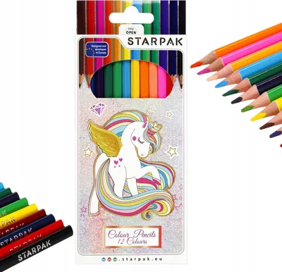 Produktbild von Einhorn Bleistifte, Schulmalkreiden 12 Farben