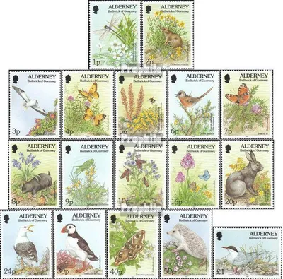 Produktbild von Briefmarken GB - Alderney 1994 Mi 65-81 (kompl.Ausg.) gestempelt Fauna und Flora