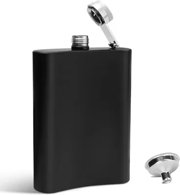 Imagen del producto de Botella de acero inoxidable para licores - 227 ml (8 oz) - Incluye embudo - Apta para bebidas alcohólicas - Ideal para hombres y mujeres