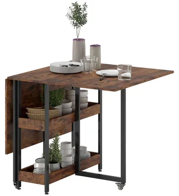 Immagine prodotto di Tavolo pieghevole industriale per 4 persone | Colore: marrone rustico | Dimensioni: 80x133,4x75 cm