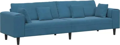 Produktbild von vidaXL Sofa mit Kissen Blau 250 x 77 x 76 cm Samt
