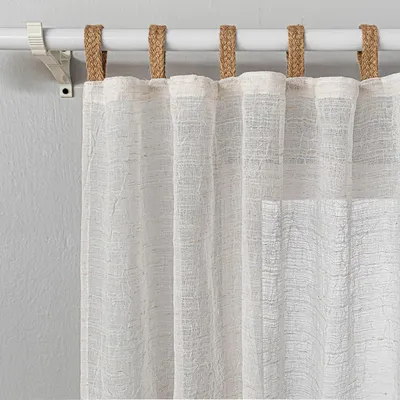 Produktbild von Leinenoptik Gardinen mit Schlaufen 245 x 140 cm, 2er Set, beige, für Wohnzimmer