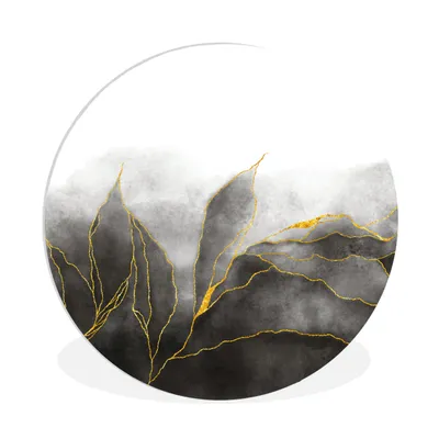Produktbild von MuchoWow® Rundes Wandbild - Runde Bilder Marmor - Schwarz - Gold - Luxus - Marmoroptik Ø 90 cm Kreis Wanddekoration Kunststoff - Wandkreis - Wandschmuck - Wand-Kreis - Wohnzimmer - Bild - Runde - Wanddeko - Dibond - Kunstdrucke