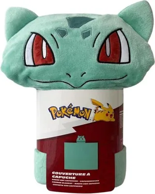 Image de Plaid à Capuche Polaire 3D Pokemon Bulbizarre, 120 x 150 cm, Cosplay, Ultra Doux