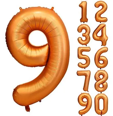 Zdjęcie produktu dla Balon foliowy cyfra 9 pomarańczowy 100 cm do helu urodziny
