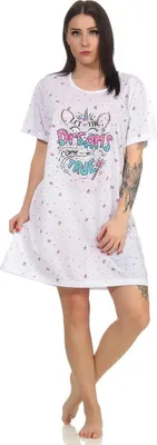 Produktbild von Damen Nachthemd Sleepshirt Nachtwäsche; Weiß S