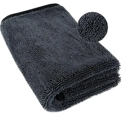 Immagine prodotto di Panno in microfibra asciugatura auto - 90 x 60 cm - 650 GSM - Microfibra ritorta - Nero