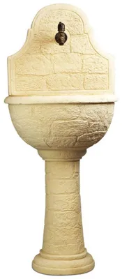 Produktbild von Casa Padrino Jugendstil Wandbrunnen Sandfarben / Antik Messing H. 122 cm