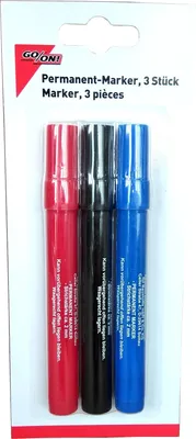 Produktbild von 3 Stück GO/ON Permanent Marker, schwarz/blau/rot