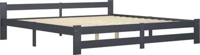 Image de vidaXL Lit en bois massif pin gris foncé 200x200 cm