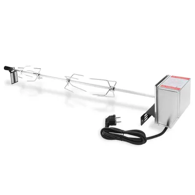 Immagine prodotto di Set spiedo per barbecue Jopassy con motore spiedo rotante da 117 cm, spiedo per barbecue in acciaio inox 304 Rotisserie 220 V - 240 V incl. 4 spiedini per carne Spiedo per barbecue universale