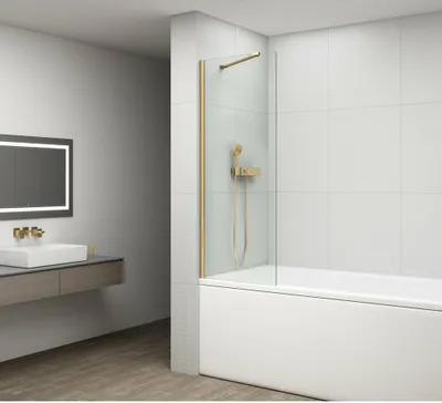 Zdjęcie produktu dla Kabina prysznicowa FISA 700x1500mm, matowe złoto, szkło przezroczyste