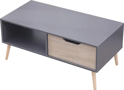 Produktbild von Couchtisch mit Schublade im skandinavischen Stil grau FREJA