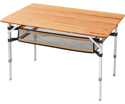 Produktbild von Campingtisch Bambus Klapptisch höhenverstellbar 100x65cm 3 Höhen mit Netz bis 80kg belastbar