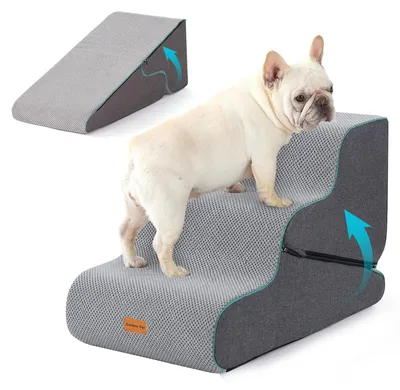 Haustiertreppe, 3 Stufen, grau, für Hunde