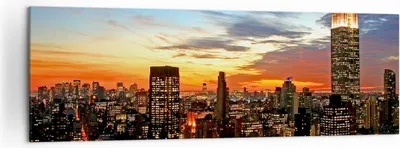 Produktbild von Bild auf Leinwand - Leinwandbild - Amerika gebäude sonnenuntergang wolkenkratzer - 160x50cm - Wand Bild - Wanddeko - Leinwanddruck - Bilder - Kunstdruck - Leinwand bilder - Wandkunst - AB160x50-2125
