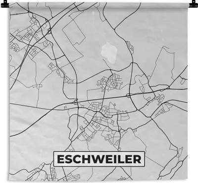 Produktbild von MuchoWow® Wandteppich Wandbehang Karte - Eschweiler - Deutschland - Karte - Stadtplan 150x150 cm Tapisserie Dekoration Wandtuch - Wohnaccessoires - Modernes