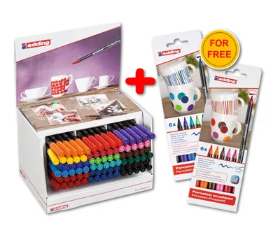 Productafbeelding van Edding PROMO-porseleinpen met penseelkop - inclusief 2 sets gratis