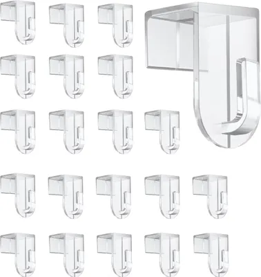 Produktbild von 20 x Fensterhaken transparent Türhaken zum Einhängen Deko Für Fenster und Türen bis 17mm Dicke 2cm breit stabiler Kunststoff