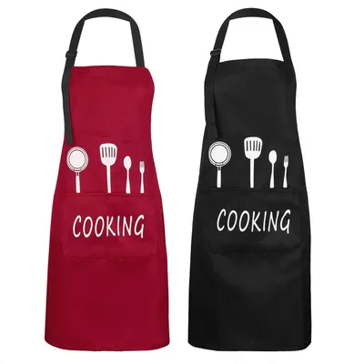 Produktbild von 2 Pack Schürze, Kochschürze Küchenschürze Grillschürze Wasserdicht Latzschürze Damen Küchenschürze mit Tasche für Damen Koch, Cupcake, Cafe