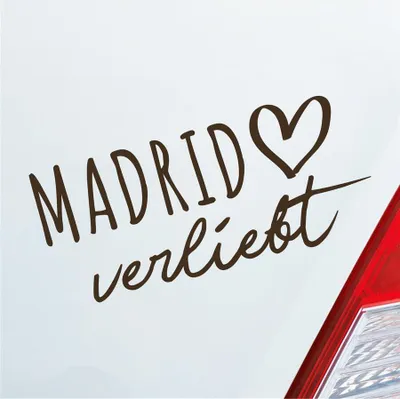 Produktbild von Auto Aufkleber Madrid verliebt Herz Stadt Heimat Liebe Car 19x9 cm Braun Sticker Heckscheibenaufkleber