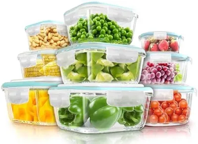 Produktbild von PolkaHome® Glasvorratsdosen Set 18-teilig – luftdicht, auslaufsicher, mikrowellen- & gefriergeeignet, 4 Größen