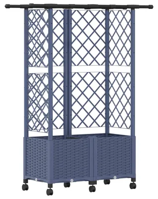 Obrázok produktu pre vidaXL Vyvýšený záhradný kvetináč so záhradným mrežou a strechou, sivý, 124 x 40 x 142 cm, PP