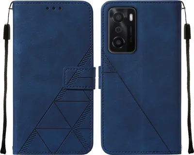 Obrázek produktu pro Flipové kožené pouzdro pro OPPO A55S 5G peněženkový design pouzdro s embosováním, držákem karet a stojánkem modré