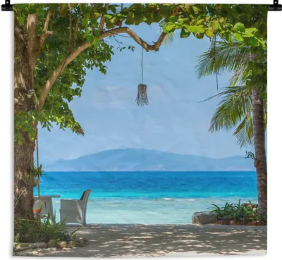 Produktbild von MuchoWow® Wandteppich Wandbehang Tropisch - Strand - Meer 90x90 cm Tapisserie Dekoration Wandtuch - Wandaufhänger