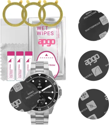 Produktbild von apgo 3 Stück Schutzglas, Matt, kompatibel mit Withings ScanWatch Nova Smartwatch, Hybrid 8H, Ersatz für Hartglas, Displayschutzglas, Bildschirmschutz, Displayschutz, kratzfest