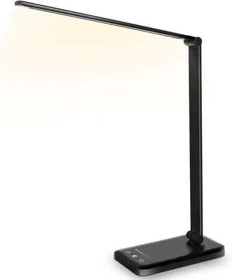 Zdjęcie produktu dla Lampa biurkowa LED - Regulowana - Przyjazna dla oczu podczas czytania - Sterowanie dotykowe - 5 trybów światła - Czarna