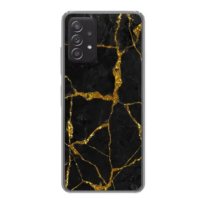 Produktbild von MuchoWow® Handyhülle Schutzhülle Hülle für Samsung galaxy a73 Marmor - Gold - Schwarz - Marmoroptik - Glitter Silikon Softcase Handy Hülle - Handyhülle