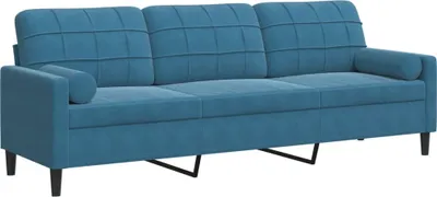 Immagine prodotto di Divano a 3 Posti con Cuscini Blu 210 cm in Velluto