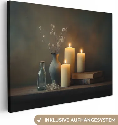 Produktbild von Wanddeko 80x60 cm - Stilleben - Kerzen, Leinwand Bilder Wohnzimmer