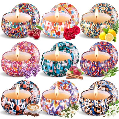 Duftkerzenset, 9 Sojawax-Kerzen, 70 g, 18–20 h Brenndauer