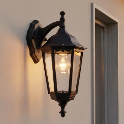Obrázek produktu pro Venkovní svítidlo Rustikální sklo Kov Černá IP44 V: 44 cm E27 Nástěnné svítidlo Zahradní lampa Nástěnná lampa Balkon