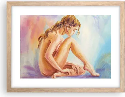 Produktbild von Gerahmtes Poster - Rahmen in heller Eiche - Frau Nacktheit Abgesehen von - 40x30 cm - Wand Bild - Wanddeko - Wandbilder - Wandposter - Bilderrahmen - Bilder - Kunstdruck - Wandbild - P2NAA40x30-4174