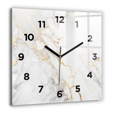 Produktbild von Wallfluent Große Wanduhr – Stilles Quarzuhrwerk - Uhr Dekoration Wohnzimmer Schlafzimmer Küche - Zifferblatt - schwarze Zeiger - 60 cm - Dekorativer Marmor