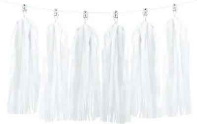 Image de Guirlande avec glands 30x150cm blanc