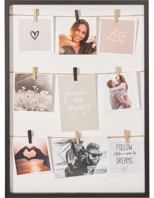 Produktbild von Collagen - Fotorahmen mit Wascheklammern - fur 9 Fotos - Holz - schwarz - 38 x 52 cm