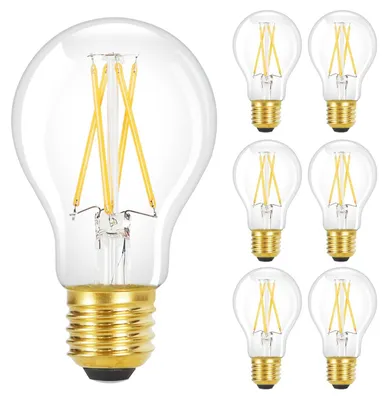 Productafbeelding van ZMH 6 LED lampen, E27 fitting, vintage design, A60, Edison lamp, 2700K, 4W, warm wit licht, filament, retro, glazen lamp, antiek, geschikt voor huis, hotel, café, bar