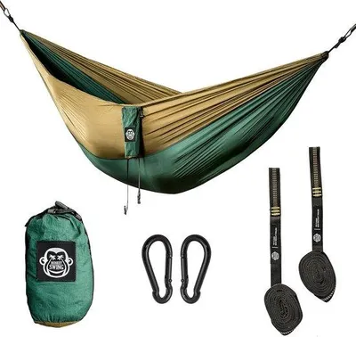 Produktbild von Hängematte inklusive Aufhängeset – für den Außenbereich, zum Reisen – 1 Stück – 275 x 140 cm