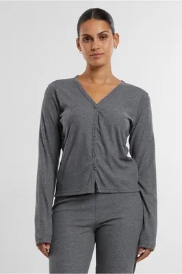 Obrázek produktu pro Dámský svetr Urban Classics Ladies Rib Cardigan darkgreymelange - S