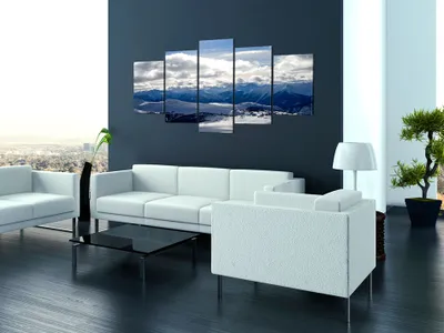 Produktbild von Akustikbild Landschaft Gebirge 200x100 cm Bilder Akustikschaum Hochleistungsschallabsorber Schallschutz Leinwand 5 tlg Wandbild Raumakustik Schalldämmung c-B-0082-b-m