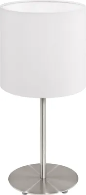 Produktbild von EGLO Tischlampe Pasteri, 1 flammige Textil Tischleuchte, Nachttischlampe aus Stahl und Stoff, E14, inkl. Schalter, H: 27,5 cm