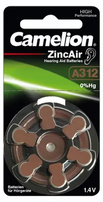 Obrázok produktu pre Camelion A312/DA312/ZL312, zinkové vzduchové články, 6 kusov