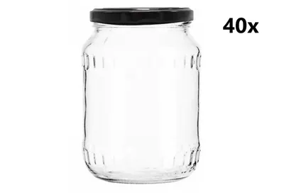 Obrázok produktu pre Zaváracie poháre 720 ml FACETTE číre 40 ks VRÁTANE ČIERNYCH VIEČOK, Počet kusov v balení: 40