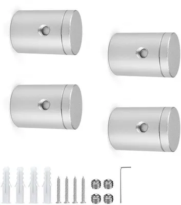 Image de Entretoises en acier inoxydable pour fixation murale, 4 supports pour verre, plaques acryliques d'une épaisseur maximale de 6 mm, résistantes à la corrosion, installation facile pour photos, tableaux et plans de construction