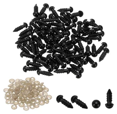 Sicherheitsaugen 6 mm, 130 Stück, Kunststoff, schwarz